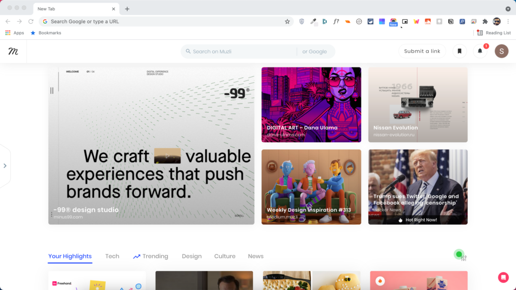 muzli chrome extension