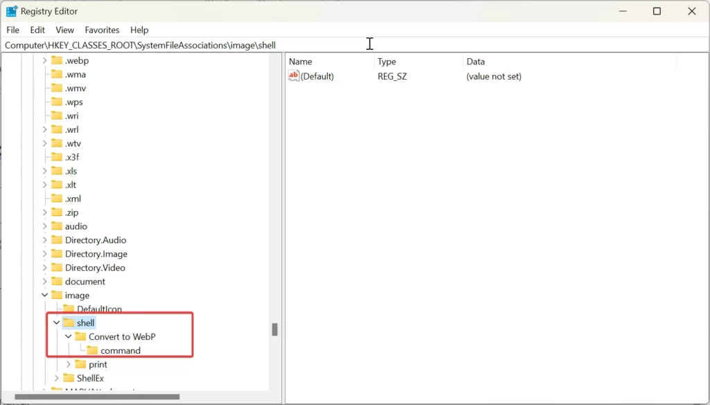 WebP Conversion Made Easy: A Windows 11 Context Menu Hack! 3 Editting the Windows Registry